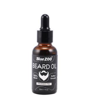 Black Bluezoo Beard Set Beard Oil Wax Double Side Comb Brush Bag Small Scissors 7 Pieces Set