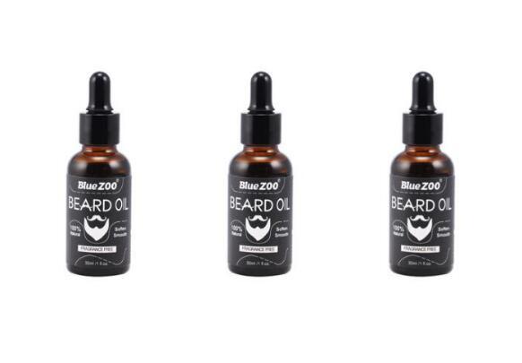Black Bluezoo Beard Set Beard Oil Wax Double Side Comb Brush Bag Small Scissors 7 Pieces Set