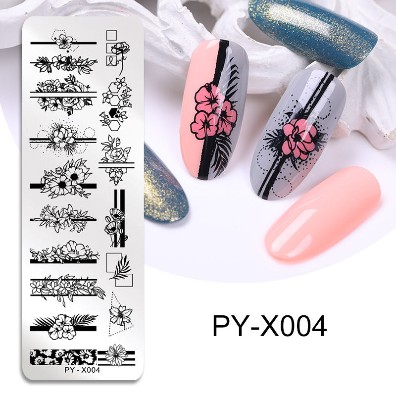 New Style Nail Art Stainless Steel Stamping Plate Blue Film Steel Plate Plant Flower Painting