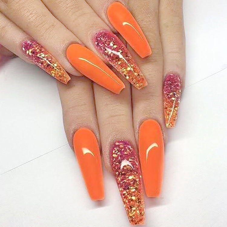Long Ballet Nails with Flat and Pointed Water Droplets