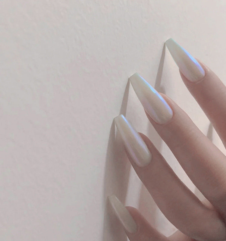 Long Ballet Nails with Flat and Pointed Water Droplets