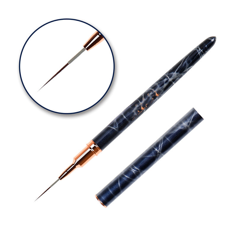 Marbleized Black Metal Nail Art Drawing Pen with Flexible Brush for Nail Art Painting