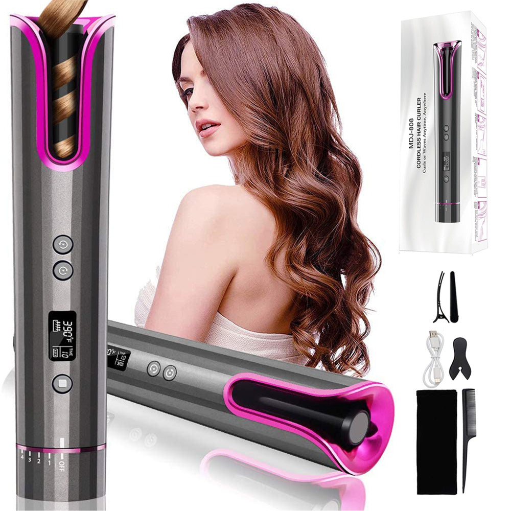 USB Cordless Automatic Curling Iron, Cordless Ceramic Curling Iron, Wave Curler, Curl Wand, Air Curler