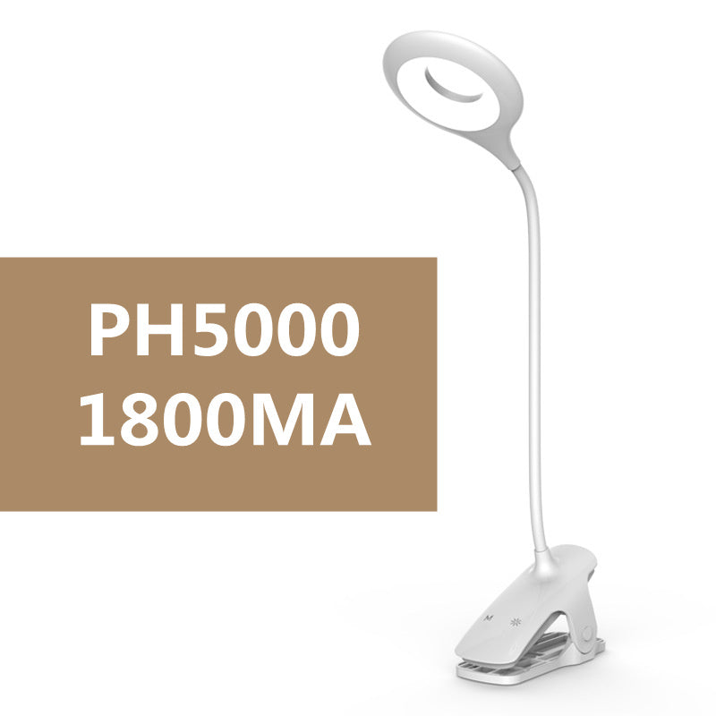 Clip-on desk lamp with stand, rechargeable LED, foldable