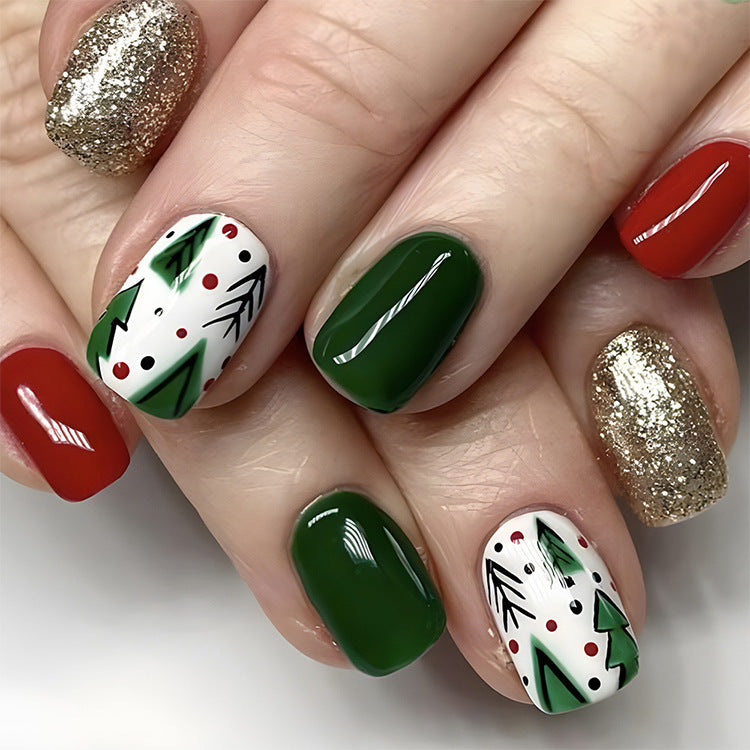 24 Pieces Christmas False Nails