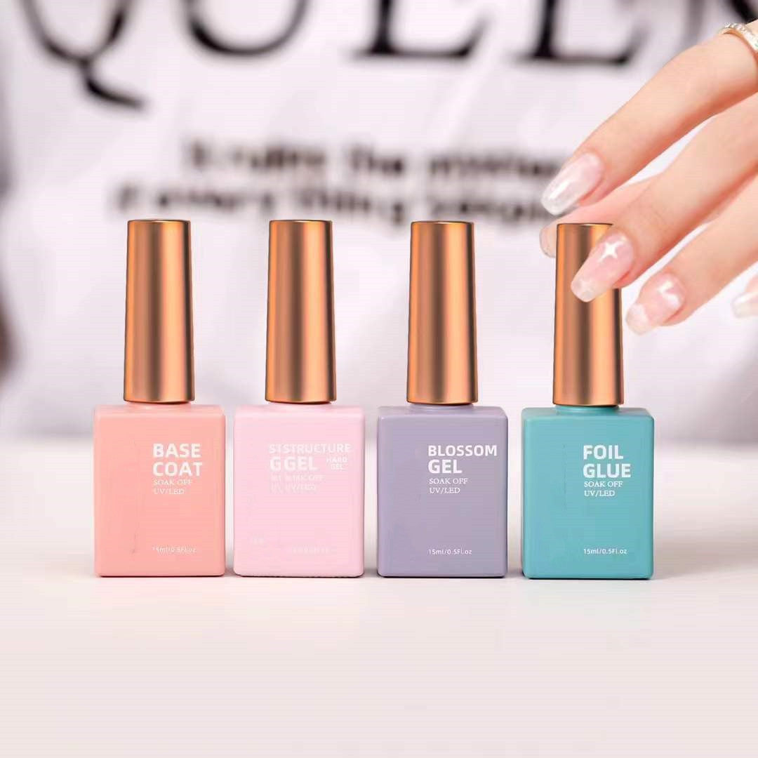 Ensemble de 10 Vernis à Ongles – Top Coat, Foil Coat & Photothérapie, Brillance et Longue Tenue