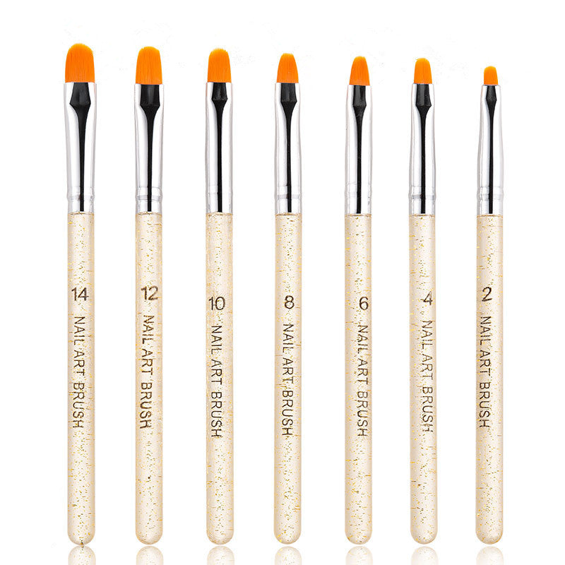 7 Pcs Round Tip Nail Art Brush Set - UV Light Therapy Pen