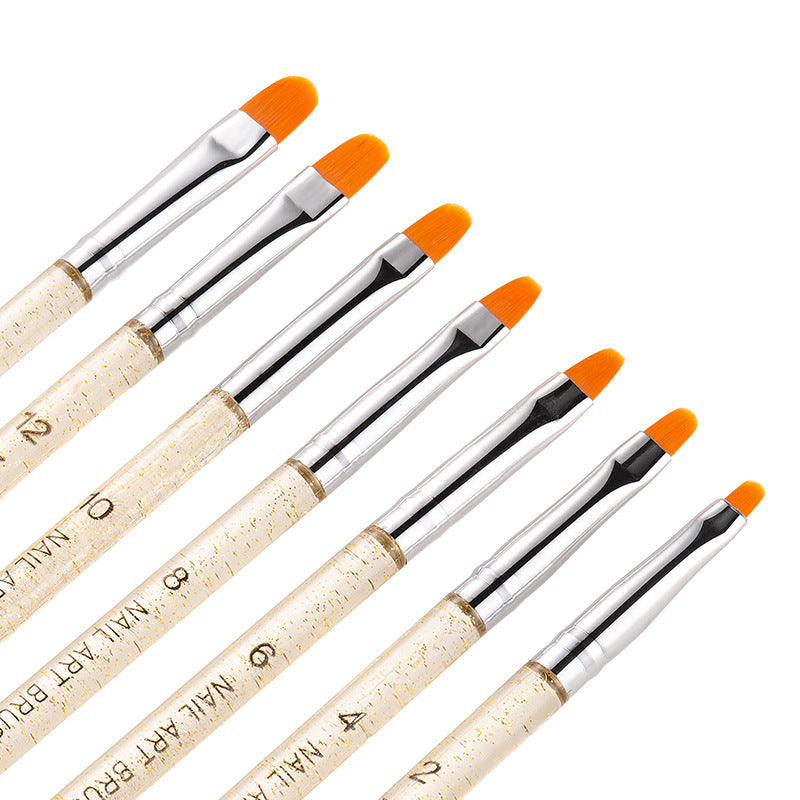 7 Pcs Round Tip Nail Art Brush Set - UV Light Therapy Pen