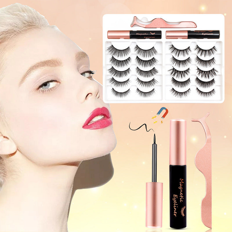 Waterproof Magnetic Eyelashes Kit No Glue with Eyeliner 
