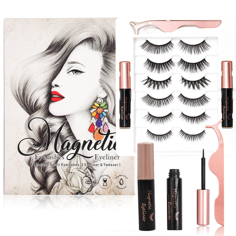 Waterproof Magnetic Eyelashes Kit No Glue with Eyeliner 