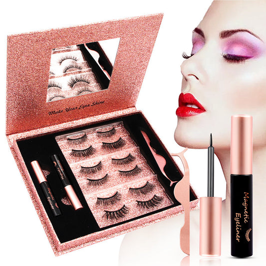 Waterproof Magnetic Eyelashes Kit No Glue with Eyeliner 