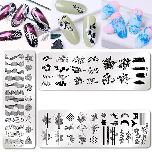 New Style Nail Art Stainless Steel Stamping Plate Blue Film Steel Plate Plant Flower Painting