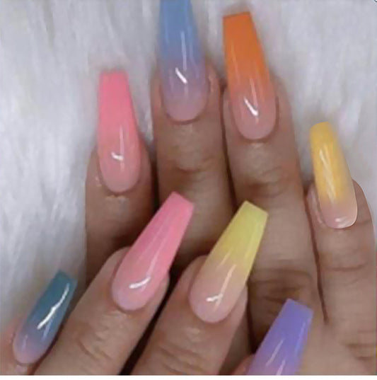 Long Ballet Nails with Flat and Pointed Water Droplets