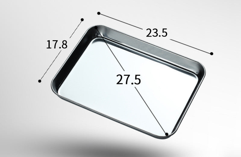 Stainless Steel Steamed Cake Baking Tray - Rectangular, Thickened and Shallow