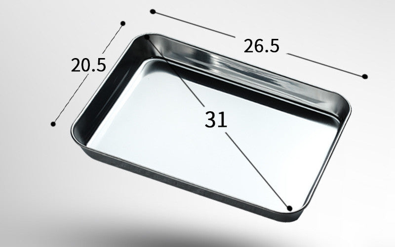 Stainless Steel Steamed Cake Baking Tray - Rectangular, Thickened and Shallow
