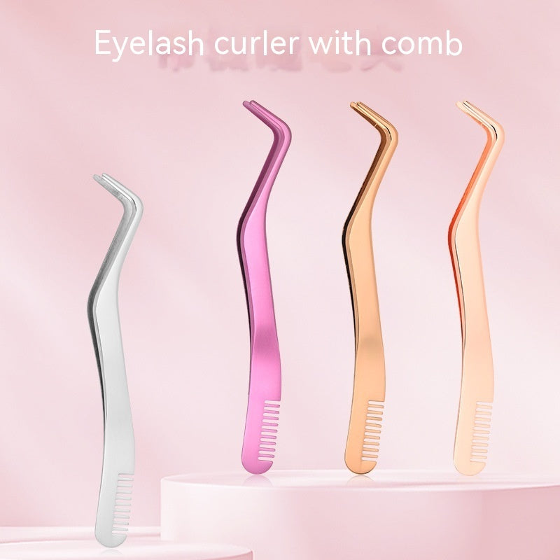 Metal Eyelash Tweezers with Comb - Beauty Tools
