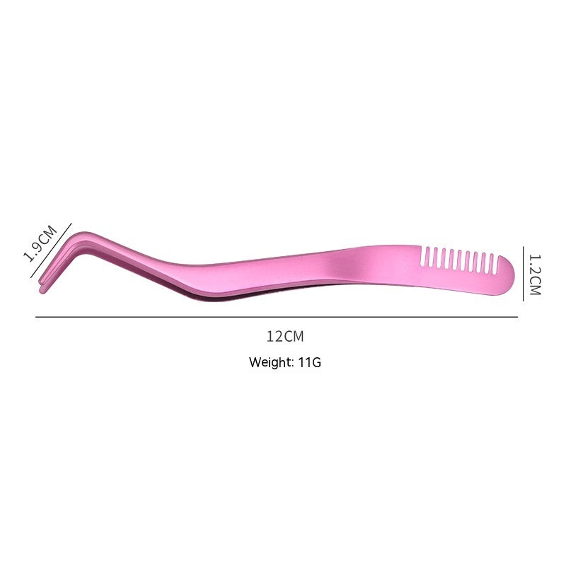 Metal Eyelash Tweezers with Comb - Beauty Tools