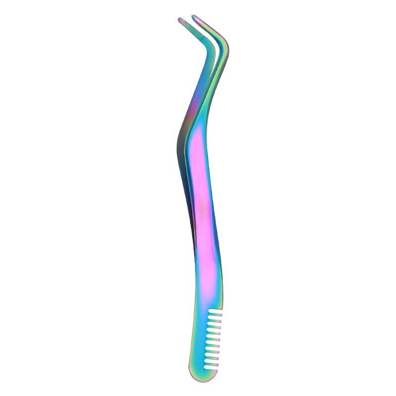 Metal Eyelash Tweezers with Comb - Beauty Tools