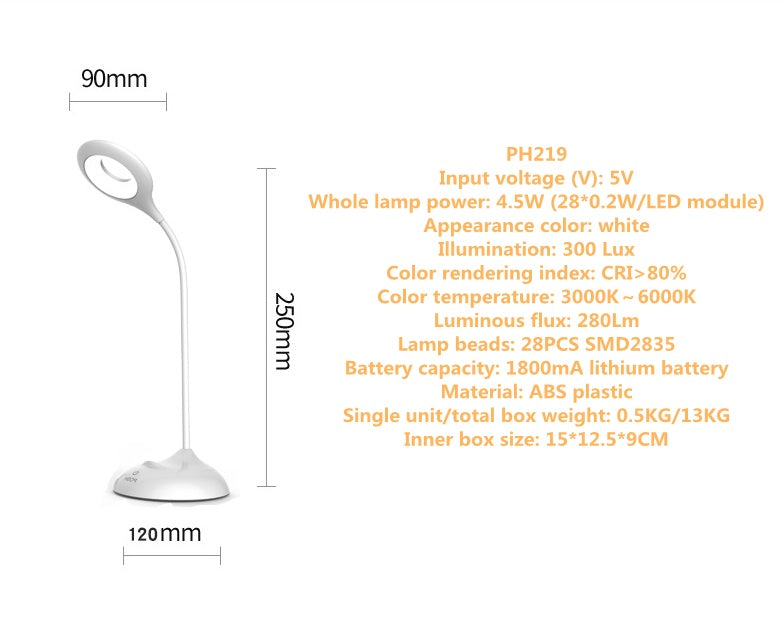 Lampe de Bureau LED Pliable avec Clip et Support pour Stylo – Rechargeable et Pratique