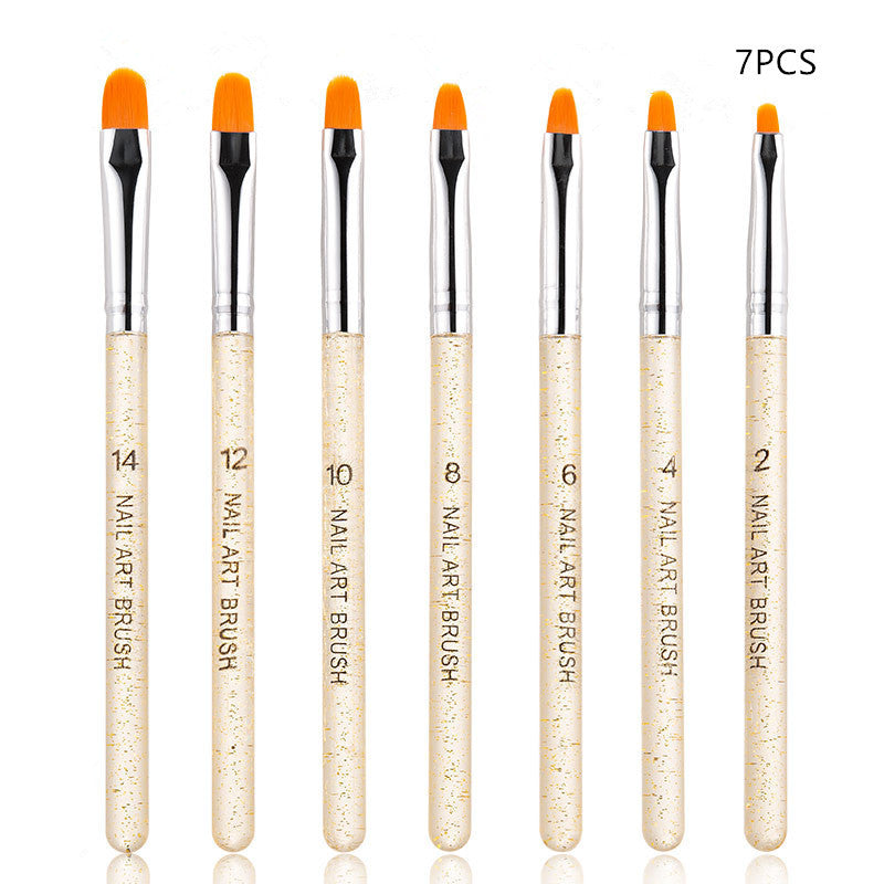 7 Pcs Round Tip Nail Art Brush Set - UV Light Therapy Pen
