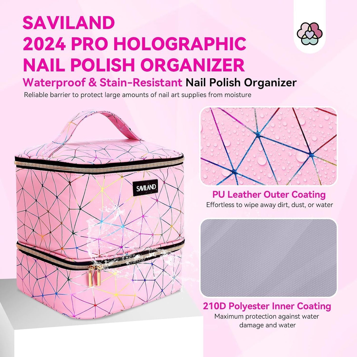 Cosmetic Travel Case - Nail Polish Storage - Double Layer Portable Case