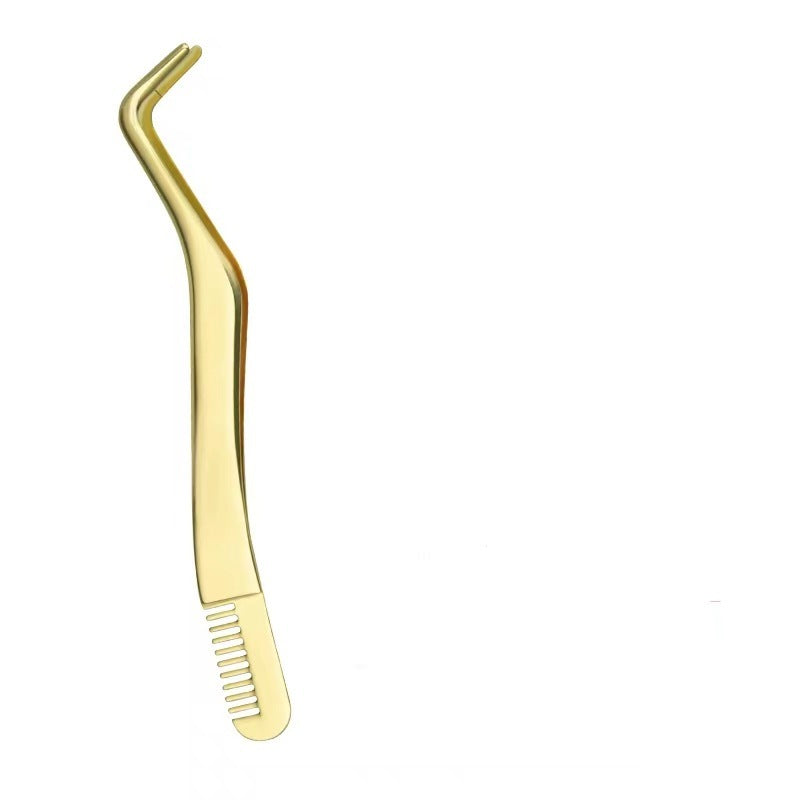 Metal Eyelash Tweezers with Comb - Beauty Tools