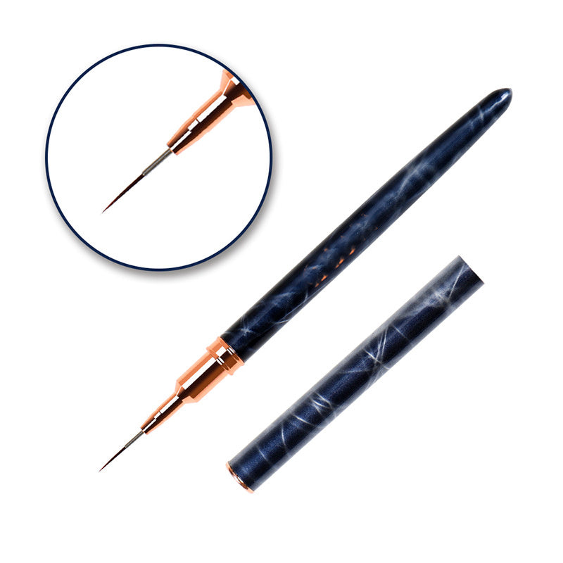 Stylo à dessin pour ongles en métal noir marbré avec pinceau flexible pour Nail Art et peinture