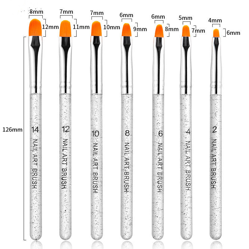 7 Pcs Round Tip Nail Art Brush Set - UV Light Therapy Pen