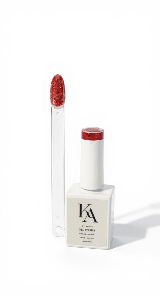 Vernis Gel Rouge Pailleté 15 ml – Esprit Noël | Gel Polish UV/LED – Soak Off – 100% TPO Free & HEMA Free – Édition Limitée