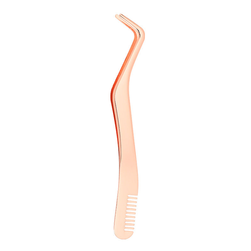 Metal Eyelash Tweezers with Comb - Beauty Tools