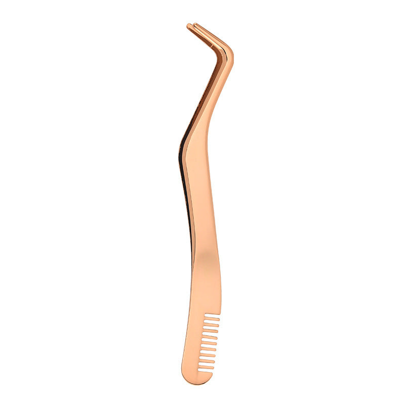 Metal Eyelash Tweezers with Comb - Beauty Tools