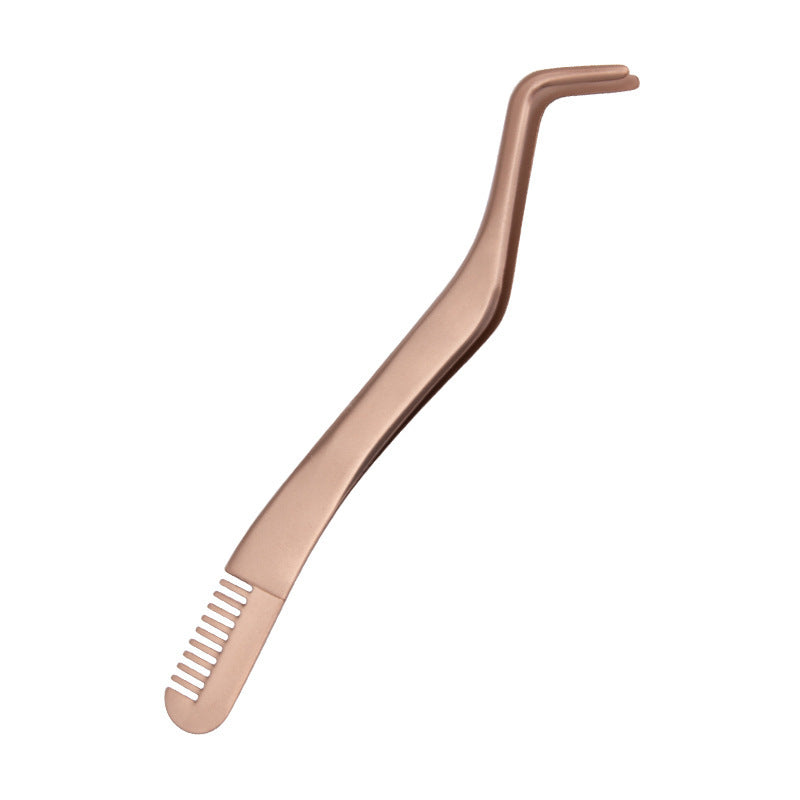 Metal Eyelash Tweezers with Comb - Beauty Tools