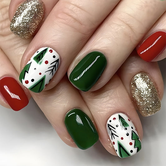 24 Pieces Christmas False Nails