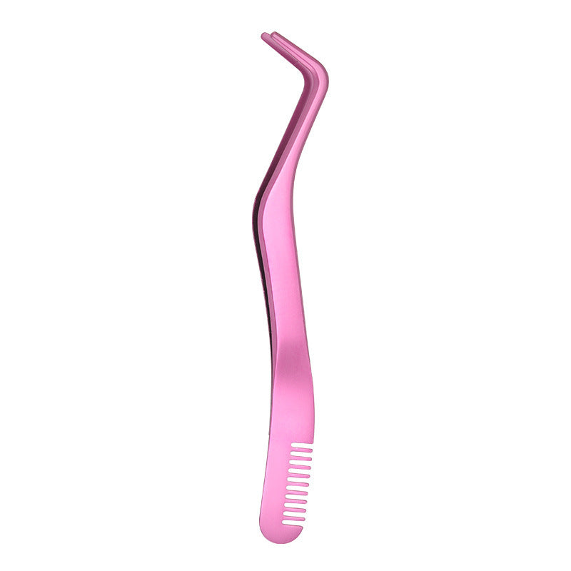 Metal Eyelash Tweezers with Comb - Beauty Tools