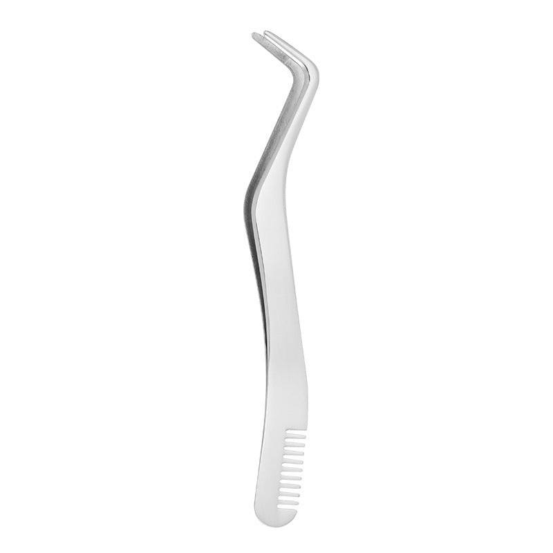 Metal Eyelash Tweezers with Comb - Beauty Tools