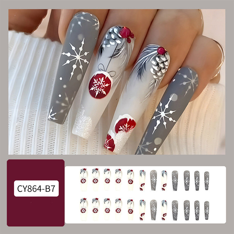 24 Pièces Faux Ongles de Noël