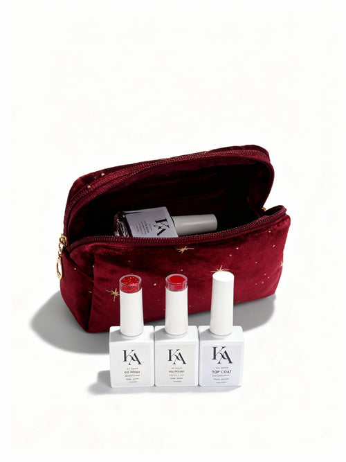 Coffret Vernis Semi-Permanent Saint-Valentin – Kit Cadeau Ongles Complet avec Trousse Velours
