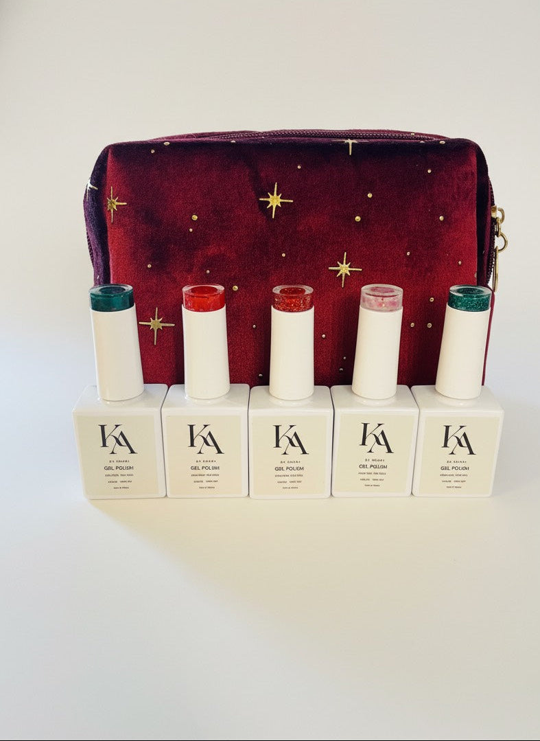 🎄🎁 Coffret Magie de Noël – Trousse Velours & 5 Couleurs Étincelantes (Édition Limitée)