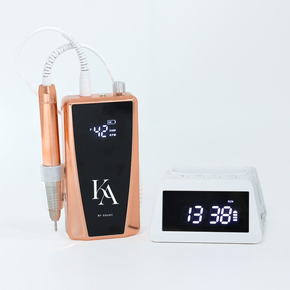 Ponceuse électrique sans fil Brushless S6 Pro – Rose Gold 85W | Silencieuse et Zero vibration | Écran tactile double + Horloge