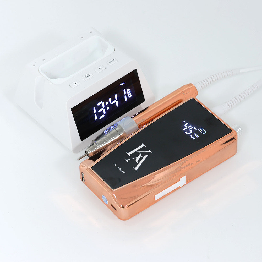 Ponceuse électrique sans fil Brushless S6 Pro – Rose Gold 85W | Silencieuse et Zero vibration | Écran tactile double + Horloge
