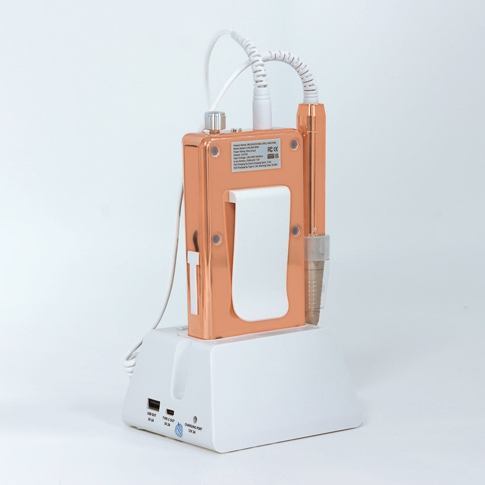 Ponceuse électrique sans fil Brushless S6 Pro – Rose Gold 85W | Silencieuse et Zero vibration | Écran tactile double + Horloge