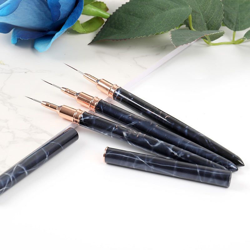 Marbleized Black Metal Nail Art Drawing Pen with Flexible Brush for Nail Art Painting
