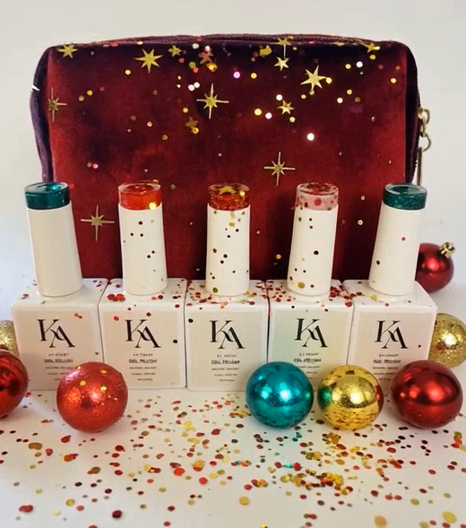 🎄🎁 Coffret Magie de Noël – Trousse Velours & 5 Couleurs Étincelantes (Édition Limitée)