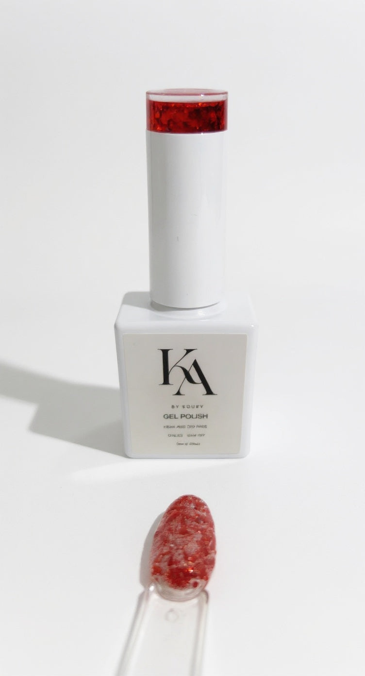 Vernis Gel Rouge Pailleté 15 ml – Esprit Noël | Gel Polish UV/LED – Soak Off – 100% TPO Free & HEMA Free – Édition Limitée