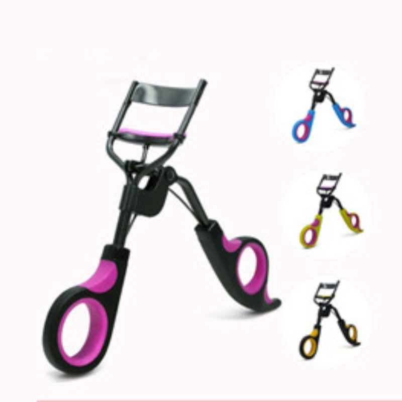 Half-arch eyelash curler and eyebrow comb with steel teeth.