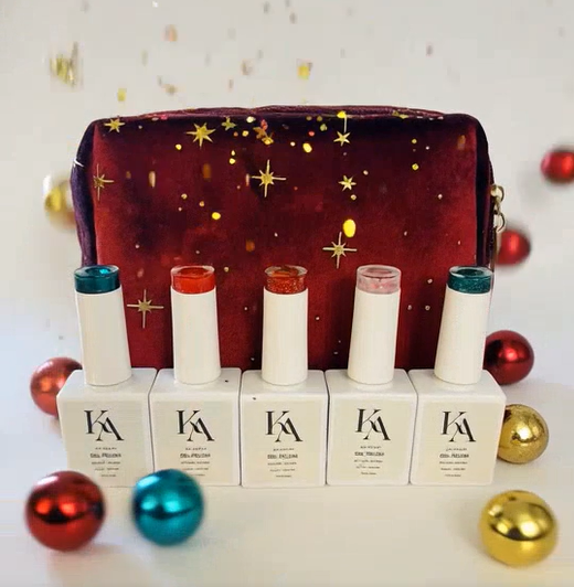 🎄🎁 Coffret Magie de Noël – Trousse Velours & 5 Couleurs Étincelantes (Édition Limitée)