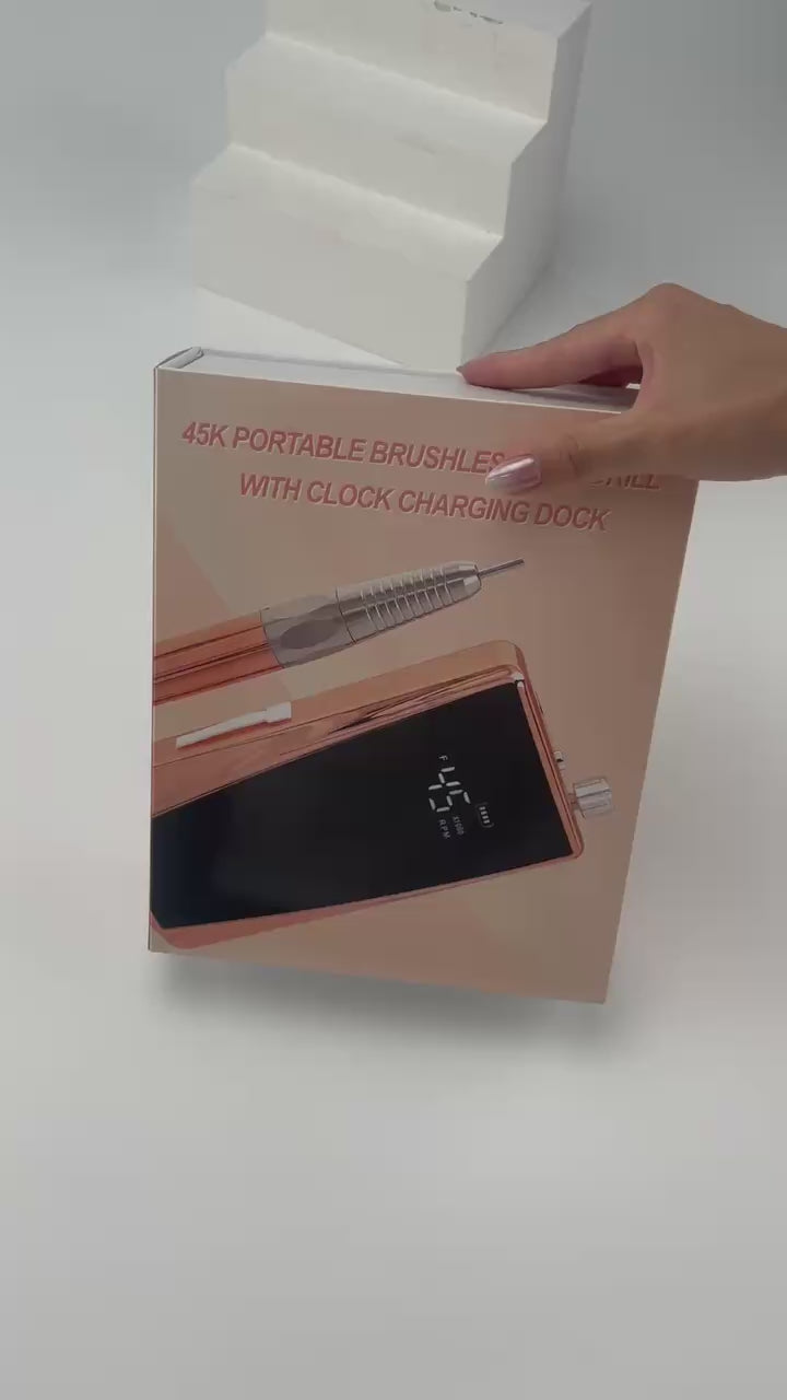 Ponceuse électrique sans fil Brushless S6 Pro – Rose Gold 85W | Silencieuse et Zero vibration | Écran tactile double + Horloge